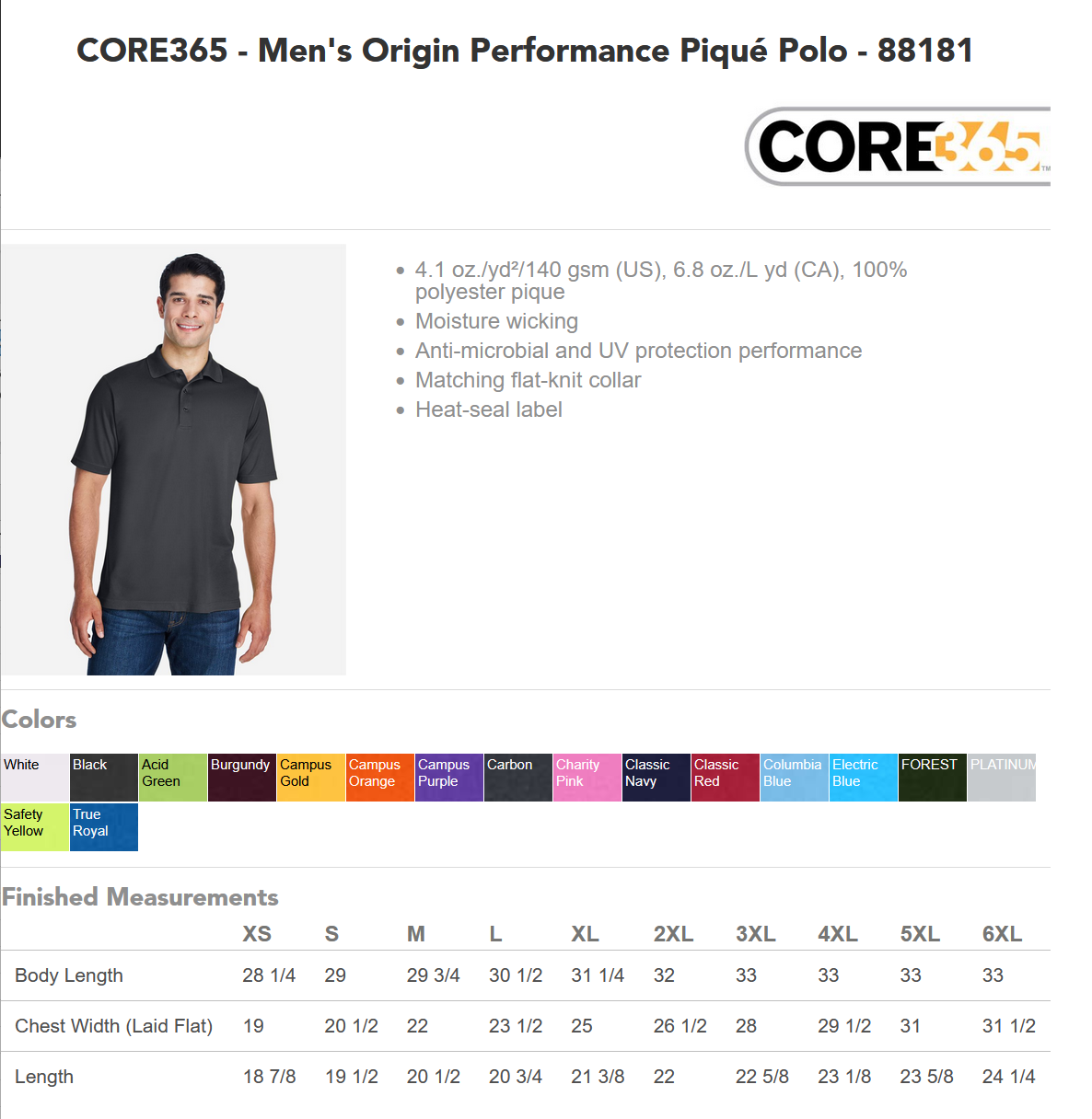 Men's Origin Performance Piqué Polo w/ Crossed Lances Crest