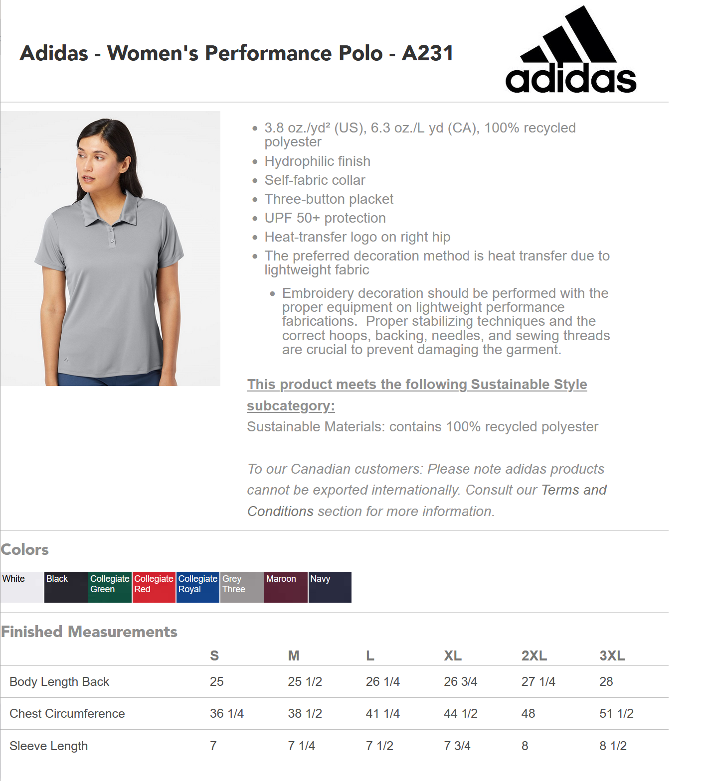 Adidas Women's Performance Polo w/ Crossed Lances Crest Edmonton Chapter