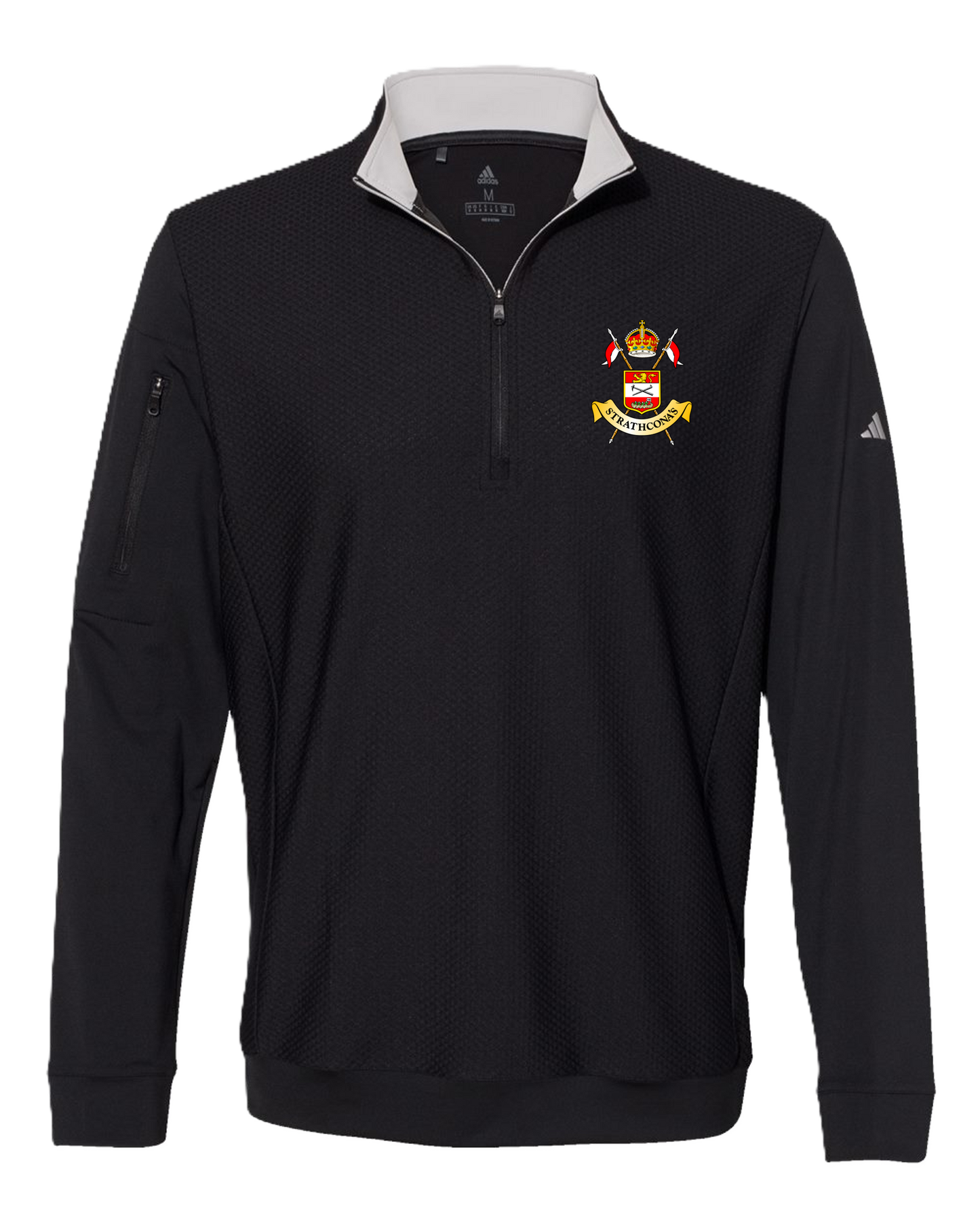Men's Performance Textured Quarter-Zip Pullover w/ Crossed Lances Crest