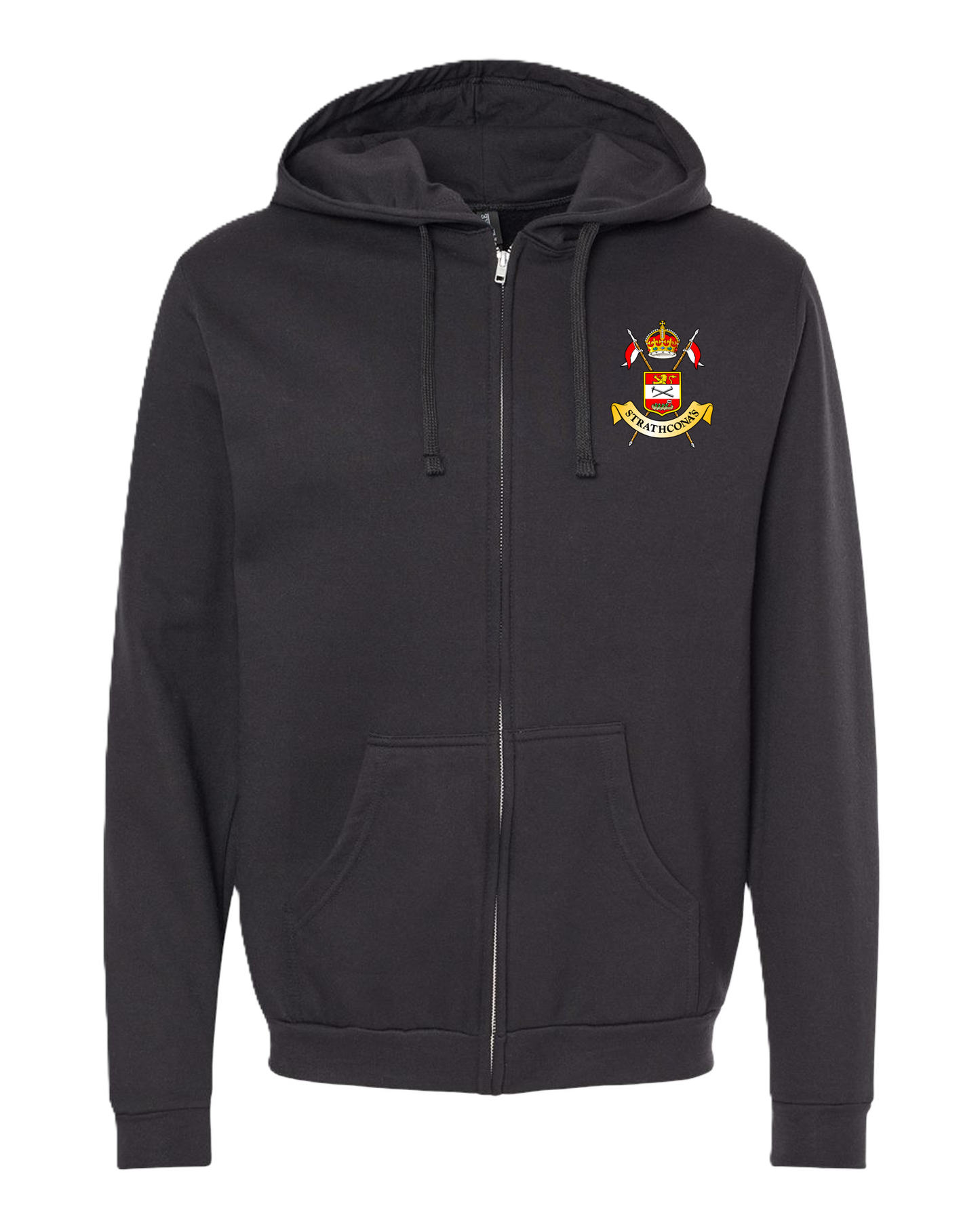 Unisex Zipper Fleece Hoodie Black w/ Crossed Lances Crest (Chapter Options)