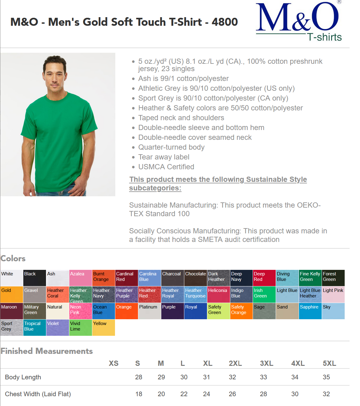 M&O Gold Short Sleeve Tshirt w/ Cap Badge Crest
