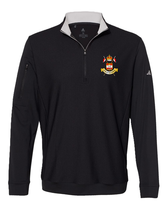 Men's Performance Textured Quarter-Zip Pullover w/ Crossed Lances Crest