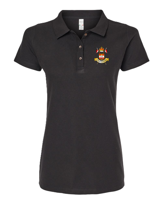Women's Ringspun Pique Polo w/ Crossed Lances Crest (Chapter Options)